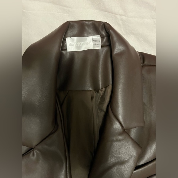 Brown Vegan Leather Blazer - Seven Sisters - Picture 7 of 9